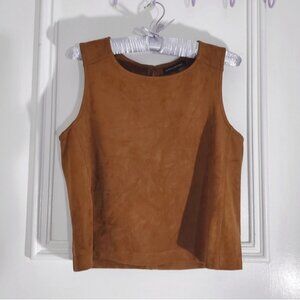 Banana Republic Vegan Suede Shell Tank In Nutmeg
